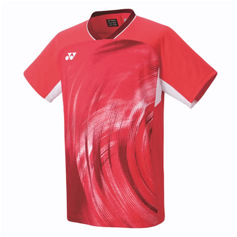 Yonex 10568EX Mens Crew Neck Shirt Pearl Red Strings Direct Badminton