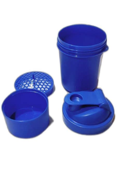 Flip Top Cap Blue Plastic Shaker Bottle Use For Storage Protein Shake