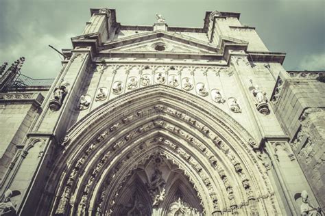 Arch And Side Door Of The Cathedral Toledo Stock Photo Image Of Blue