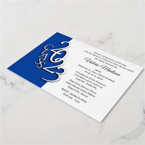 Class 2023 Graduation Blue And Silver Foil Foil Invitation Zazzle