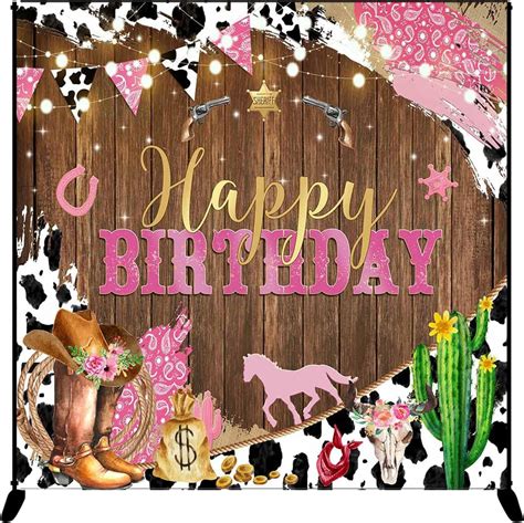 Amazon Mocsicka Western Cowgirl Happy Birthday Backdrop Brown