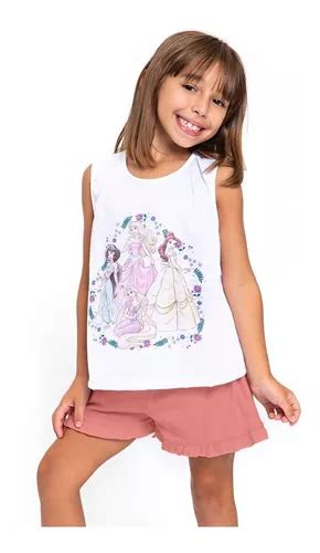 Pijama Infantil Musculosa Y Short Princesas Disney Env O Gratis