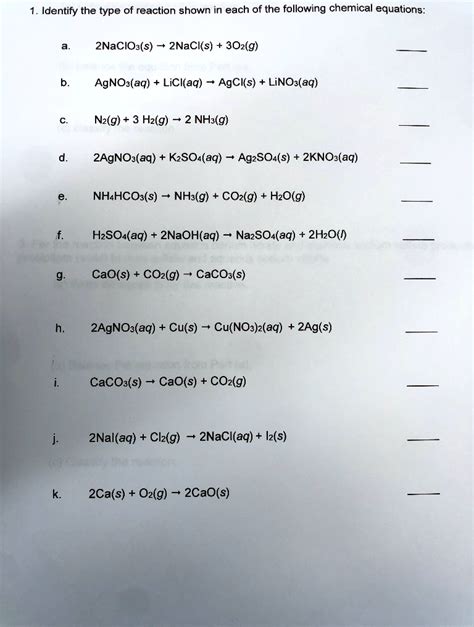 SOLVED: Texts: Identify the type of reaction shown in each of the ...