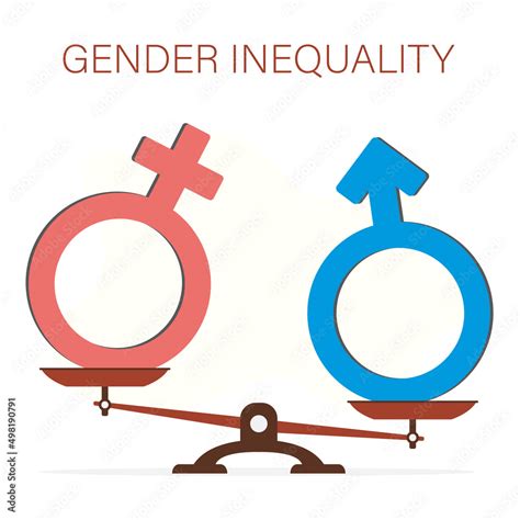 Gender inequality and discrimination. Symbols on scales. Gender icons ...