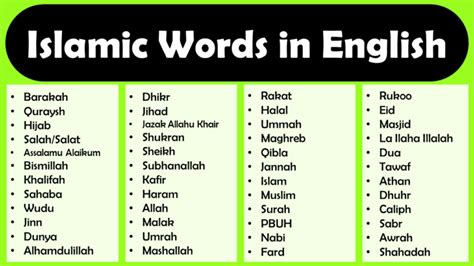 90+ Islamic Words in English - GrammarVocab