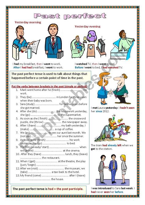 The Past Perfect Tense ESL Worksheet By James32