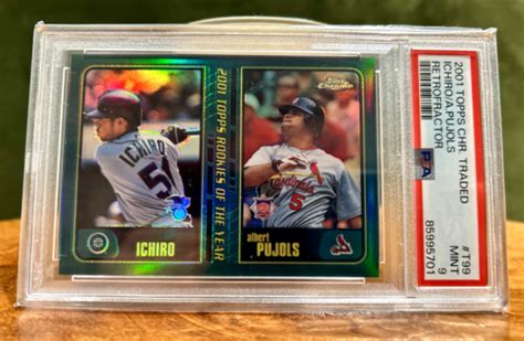 2001 Topps Chrome Traded T99 Ichiro Albert Pujols Retrofractor Rookie