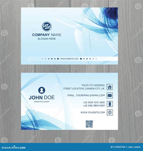 Namecard Template White Color Serrated Lines Pattern On Blue Background