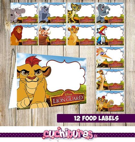 12 The Lion Guard Food Tent Cards Instant Download Printable The Lion