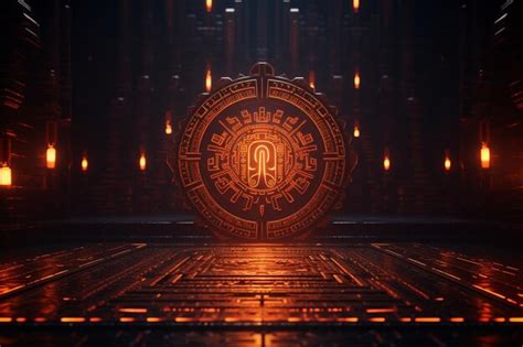 Premium AI Image | Neonlit hieroglyphs and ancient symbols on a dark ...