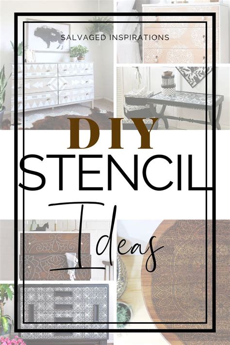 the words diy stencil ideas are shown in black and white