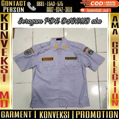 Jual Kemeja Pdh Dishub Abu Full Bordirseragam Pdh Dishub Abu Full