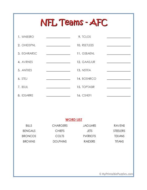 Nfl Teams Word Search Nfl Word Search Printable Nfl Word Search