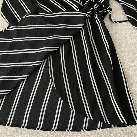 Black And White Stripe Dress V Neck Styled Dress Depop