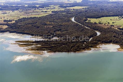 Luftbild Chiemsee Mündung der Tiroler Achen in Übersee im Bundesland