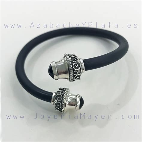 Pulsera Torque Celta De Plata Y Azabache Joyeria Mayer