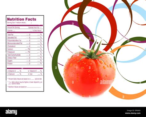 Fresh Tomatoes With Circles And Nutrition Facts Label Stock Photo Alamy