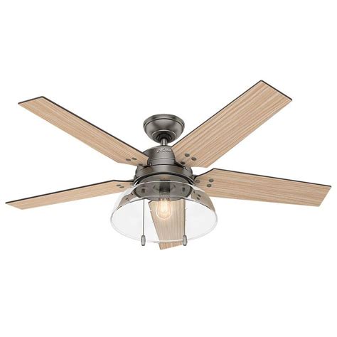 Hunter Lindbeck 52 In Led Indooroutdoor Brushed Slate Ceiling Fan