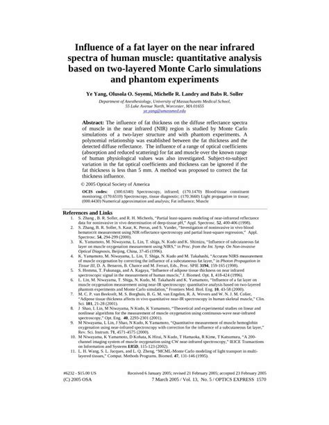 Pdf Influence Of A Fat Layer On The Near Infrared Spectra Of Human