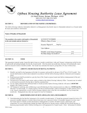 Fillable Online Ojibwa Housing Authority Lease Agreement Keweenaw Bay