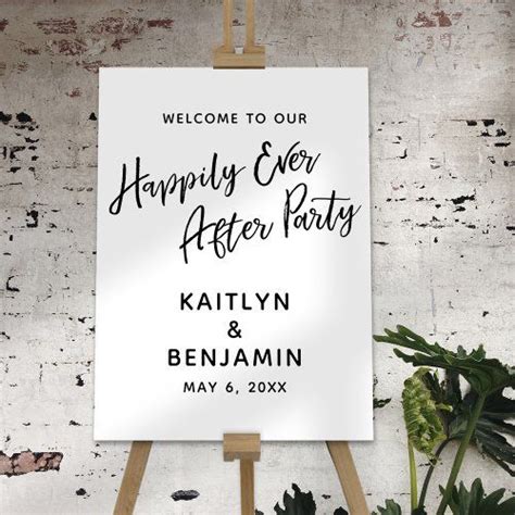 Welcome To Our Happily Ever After Party Sign Zazzle Party Signs