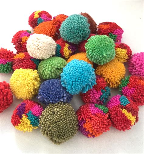 Cotton Yarn Pom Poms 1 Inch Assorted Solid Colors Jewelry Etsy