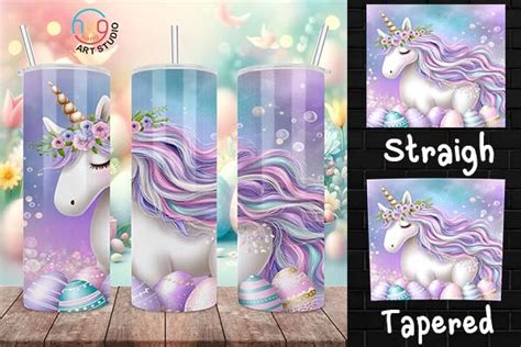 Floral Unicorn With Easter Eggs Tumbler Graphic By HugHang Art Studio