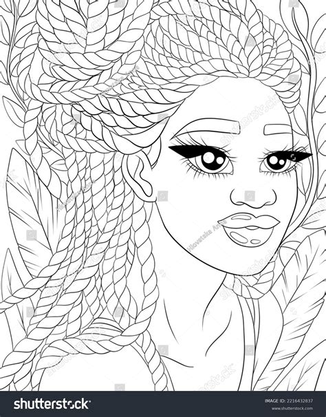 Melanin Beauties Adult Coloring Pages Stock Illustration 2216432837 Shutterstock