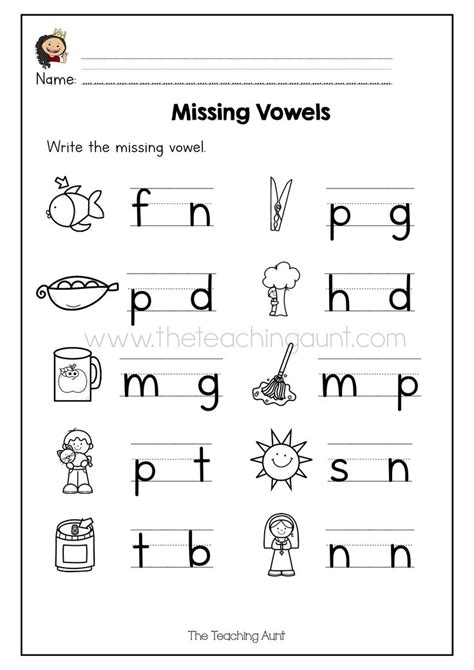 Missing Vowel Worksheets For Kindergarten The Teaching Aunt Vowel