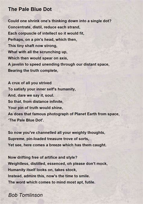 The Pale Blue Dot - The Pale Blue Dot Poem by Robert Tomlinson