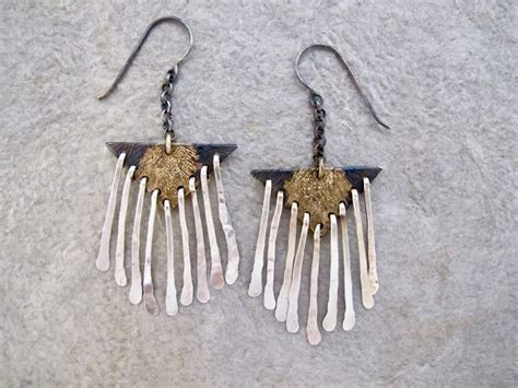 Steel And Sterling Silver Earrings 20k Fused Gold By Gail Golden