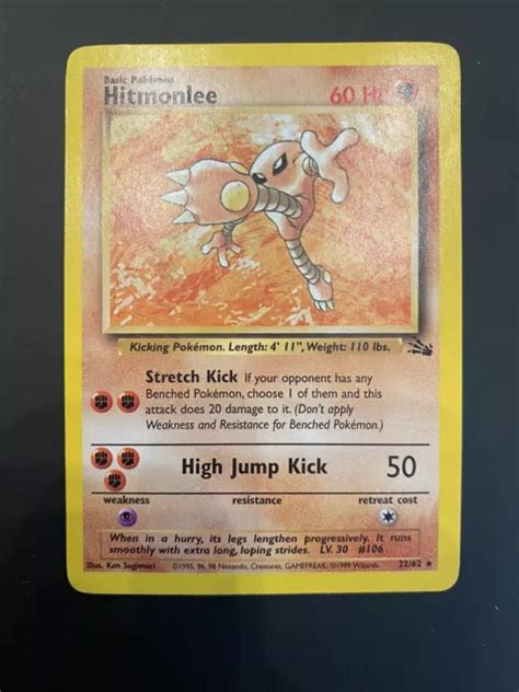 Pokemon Hitmonlee Fossil Rara Unlimited Wizards Eng Carte Vintage