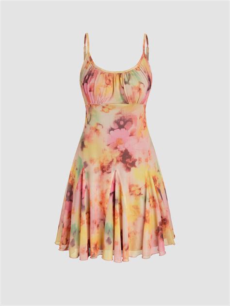 Sun Dresses Graduation Dress Grad Dresses Woven Floral Tie Dye Ruffle