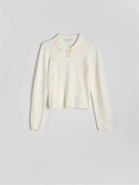 Sweater With Decorative Collar Color Nude RESERVED B X