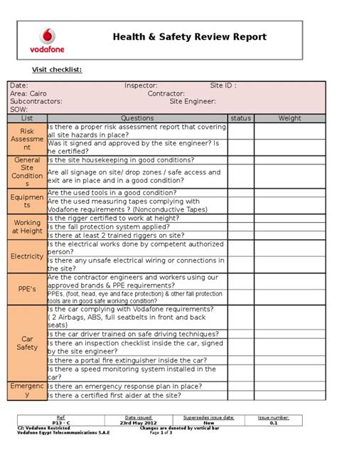 Health And Safety Excel Templates Free