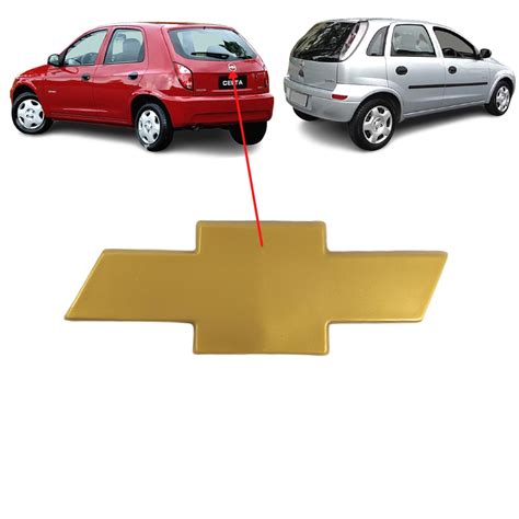 Aplique Dourado Do Emblema Traseiro Porta Mala Gm Celta E Corsa Hatch