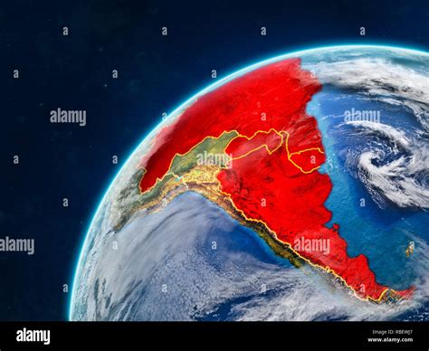 Miembros De Mercosur Sobre El Modelo Realista Del Planeta Tierra Con Las Fronteras Del País Y