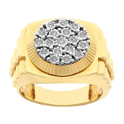 Anillo para caballero en oro amarillo 14K con diamante Joyería Lunas