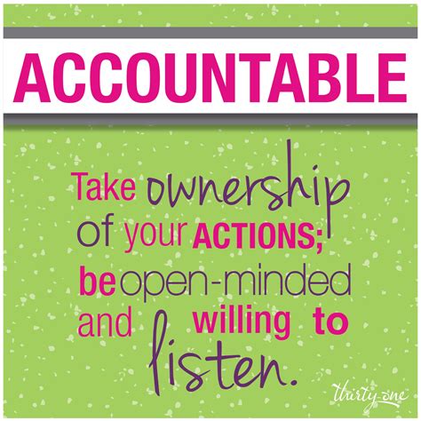 Be Accountable Take Ownership Of Your Actions Be Open Minded