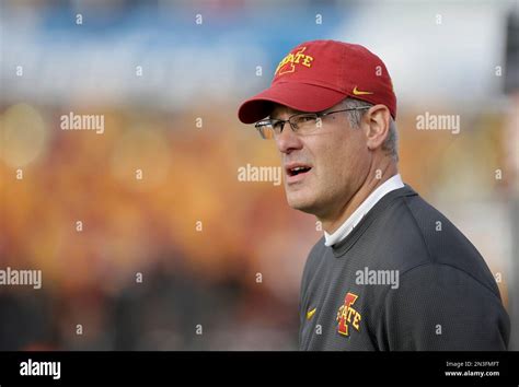 Iowa State Head Coach Paul Rhoads Left Looks On During The Second