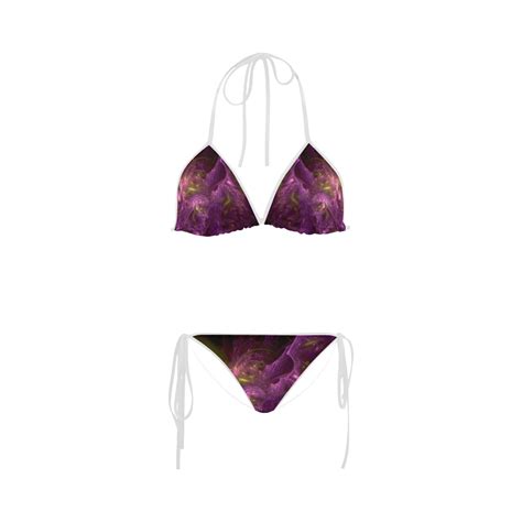 Yellow And Purple Blades Fractal Custom Bikini Swimsuit ID D