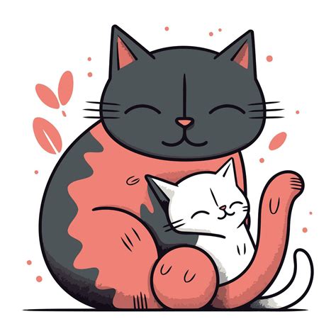 Cute Cartoon Cat Sitting And Hugging A Cat Vector Illustration 33323472 Vector Art At Vecteezy