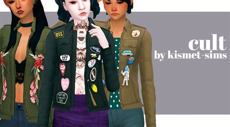 Sims 4 Mm Cc Maxis Match Denim Jacket With Badges Sims Sims 4 Clothing Sims 4 Mods