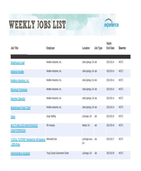 Job Sheets Templates Excel Doctemplates