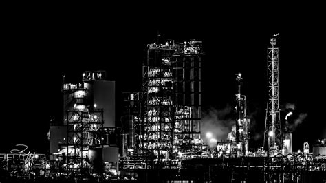 Black & White Photography - Oil Refinery | Landscape concept, White