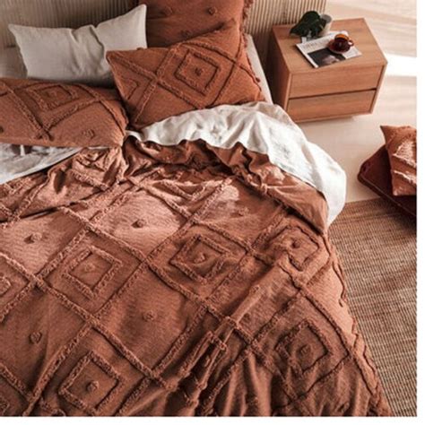 Terracotta Color 3 Piece Tufted Cotton Duvet Cover Boho Etsy