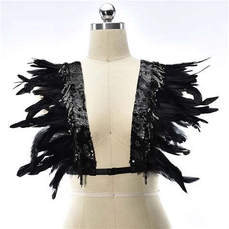 Arn S G Tico Punk De Plumas Negras Accesorios De Ropa Lencer A Sexy