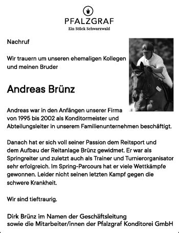 Traueranzeigen Von Andreas Br Nz Schwarzw Lder Bote Trauer