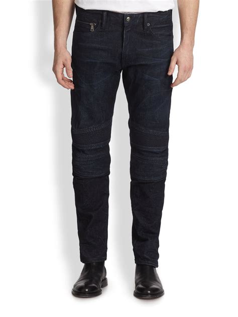 Ralph Lauren Black Label Piston Moto Stretch Jeans In Blue For Men