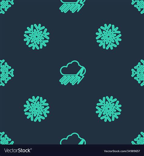 Set Line Cloud With Rain And Lightning Snowflake Vector Image